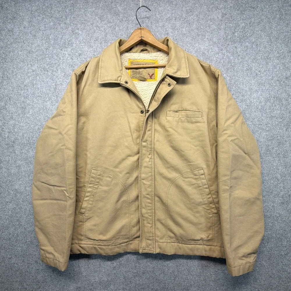 Vintage American Eagle Jacket Mens XXL Sherpa Lined Canvas Chore Barn Coat
